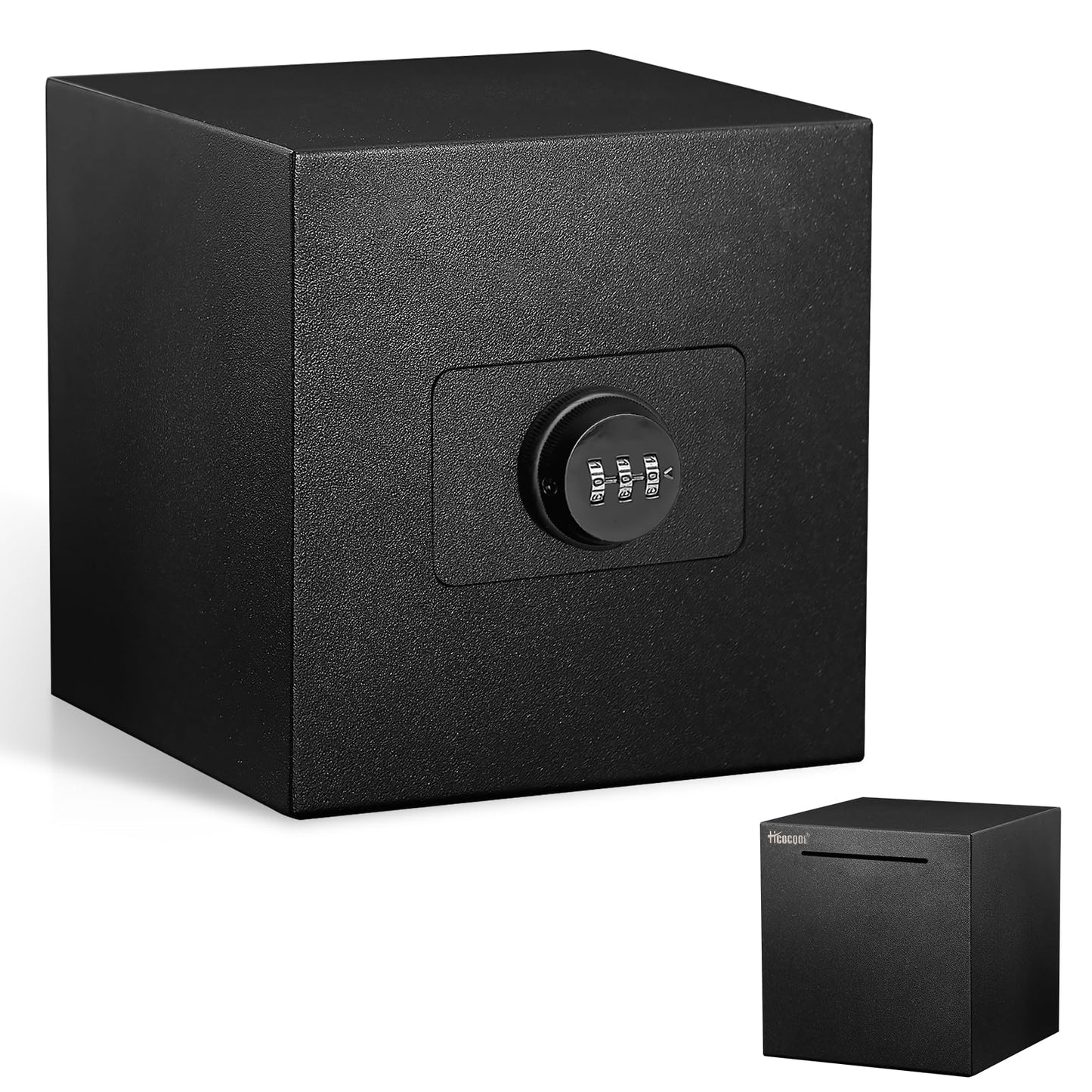 Hicocool Piggy Bank For Adults Password Stainless Steel Reusable Piggy Bank, Metal Money Box With Lock, Unbreakable Money Saving Box For Cash Saving(5.9 Inch, Black)