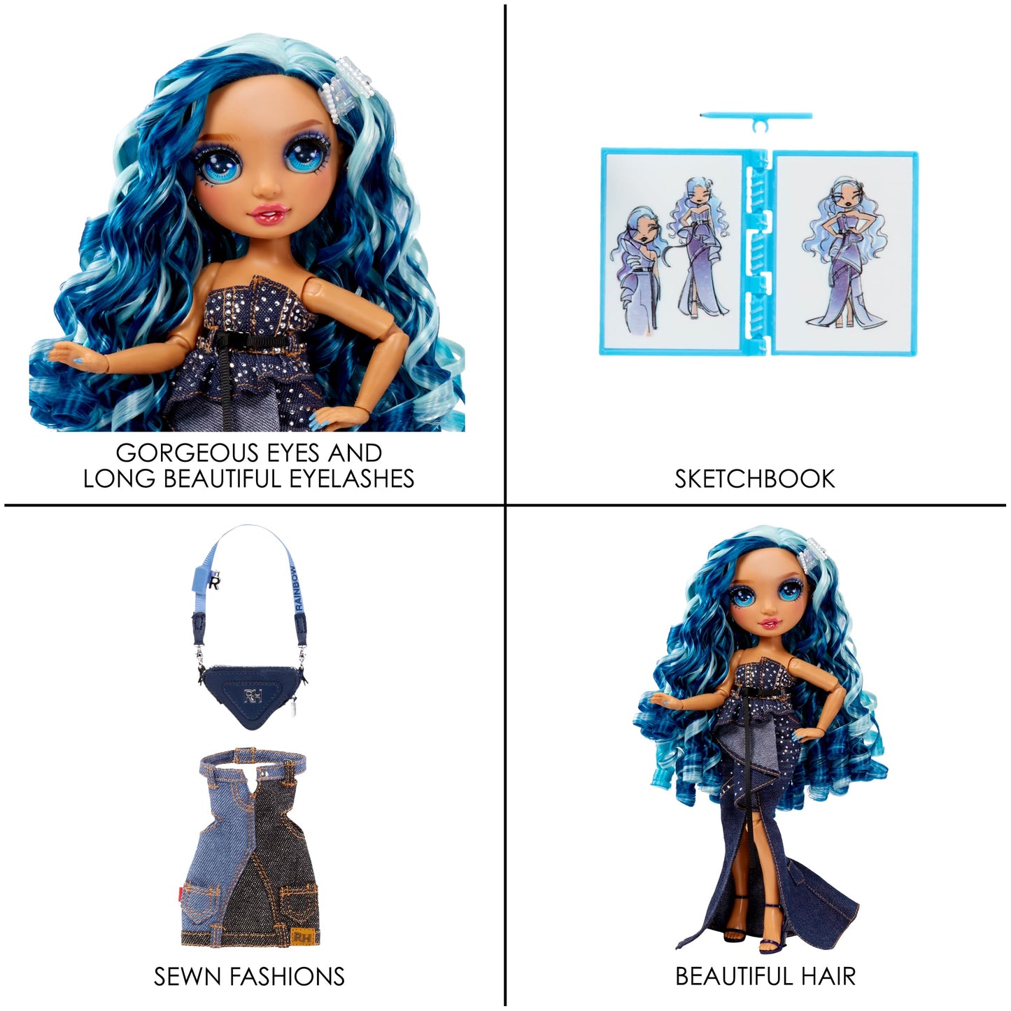 Rainbow High Fashion Doll - Skyler Bradshaw, 11” Blue Doll with 2 Outfits & Accessories, Model 587378EUC, Gift for Kids 4-12 Years Old