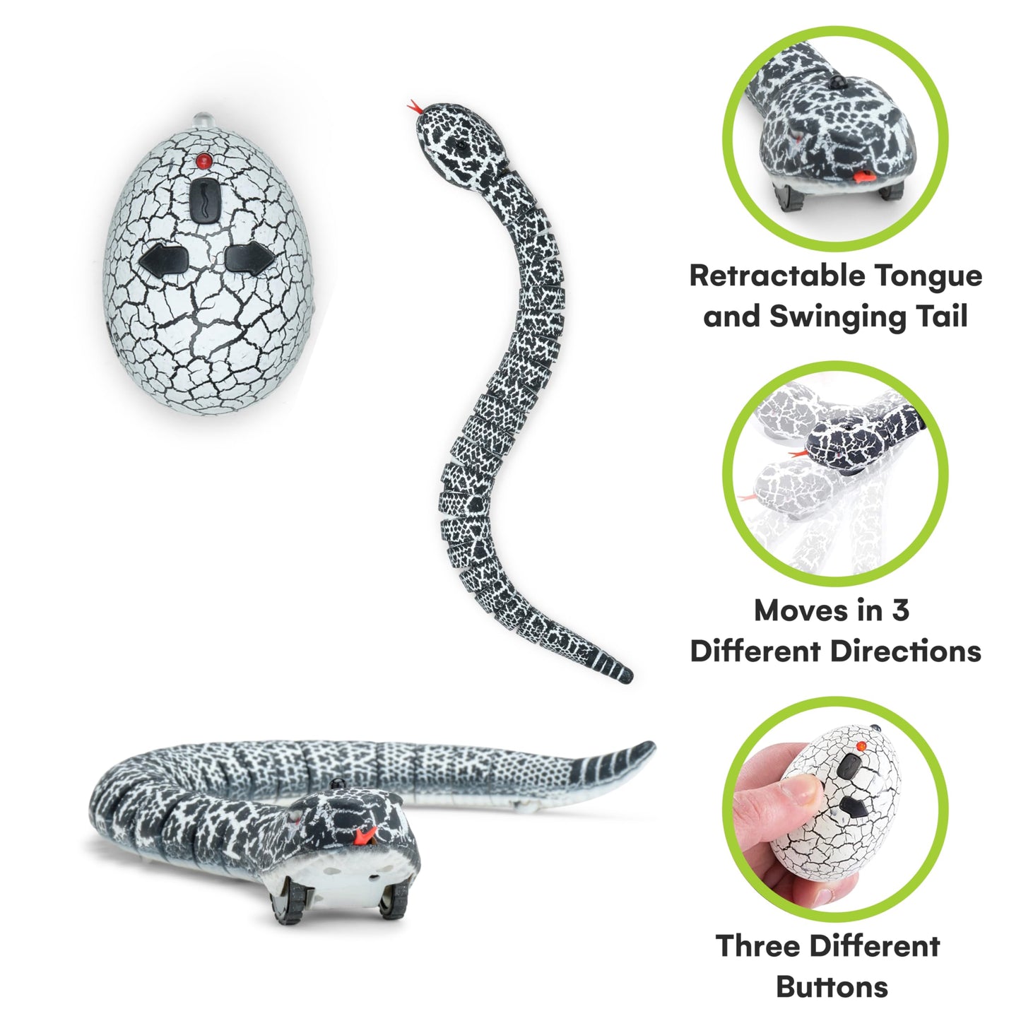 Top Race Remote Control Rattle Snake - Realistic Robot Snake Toy with Infrared Receiver - Rc Animal Prank Toy Perfect for Kids Ages 4 Up or for mature-themed Pranks - Makes a Great Gift
