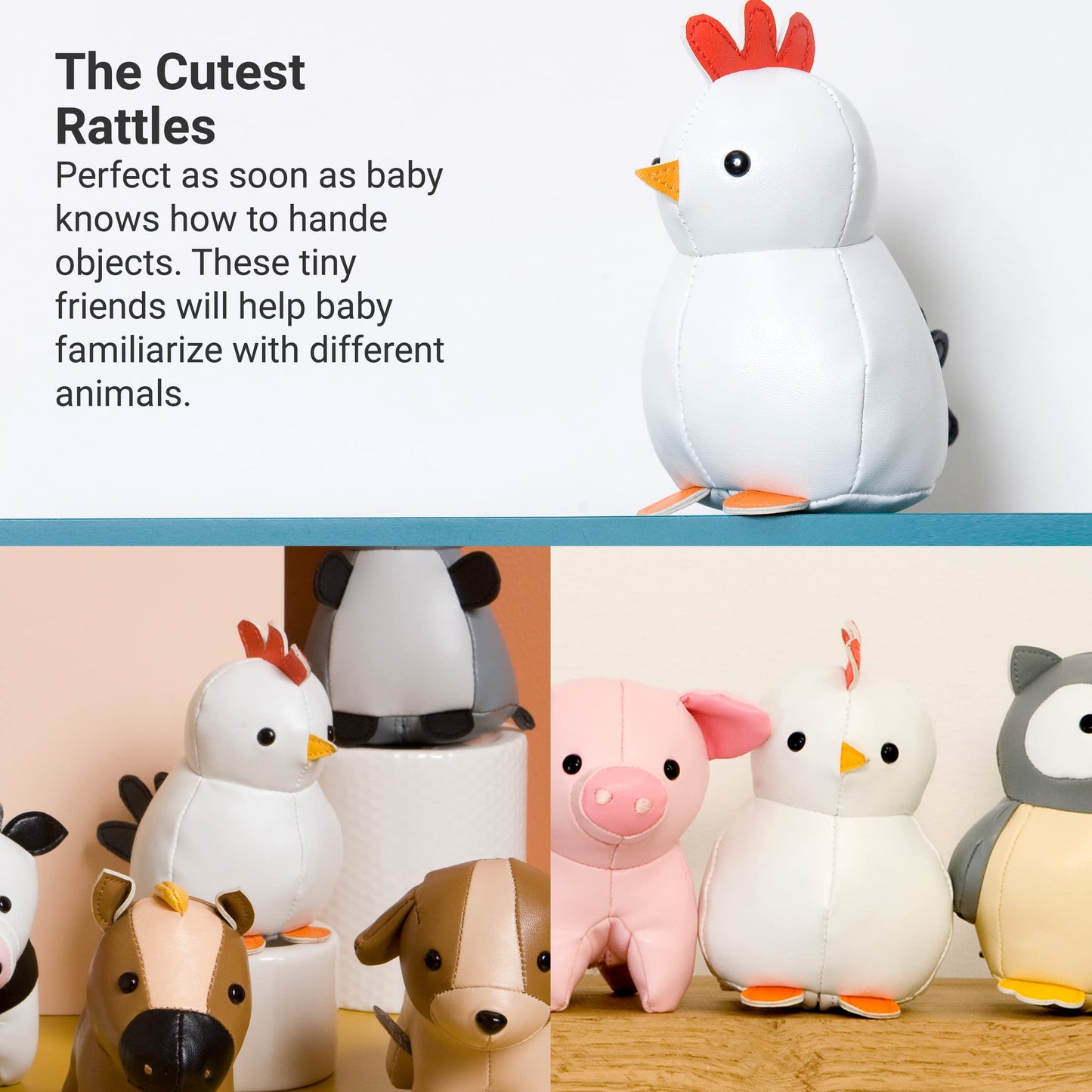 Little Big Friends Tiny Friends | Rattle Toy | Special Stuffed Animal | Easy To Clean | Paulette The Hen