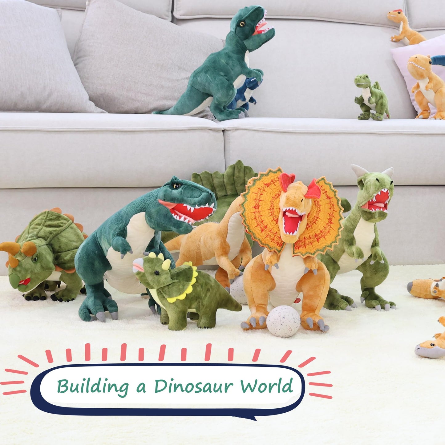 Wilomis Dinosaur Stuffed Animal, 17'' T Rex Dinosaur Plush, Green Dino Stuffed Animal, Tyrannosaurus Rex Dino Plush, Dinosaur To