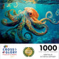 Cross & Glory 1000 Piece Jigsaw Puzzle - Deep Blue Octopus Odyssey, Large Size, Durable 1.8mm Cardboard, Unique Marine Artwork