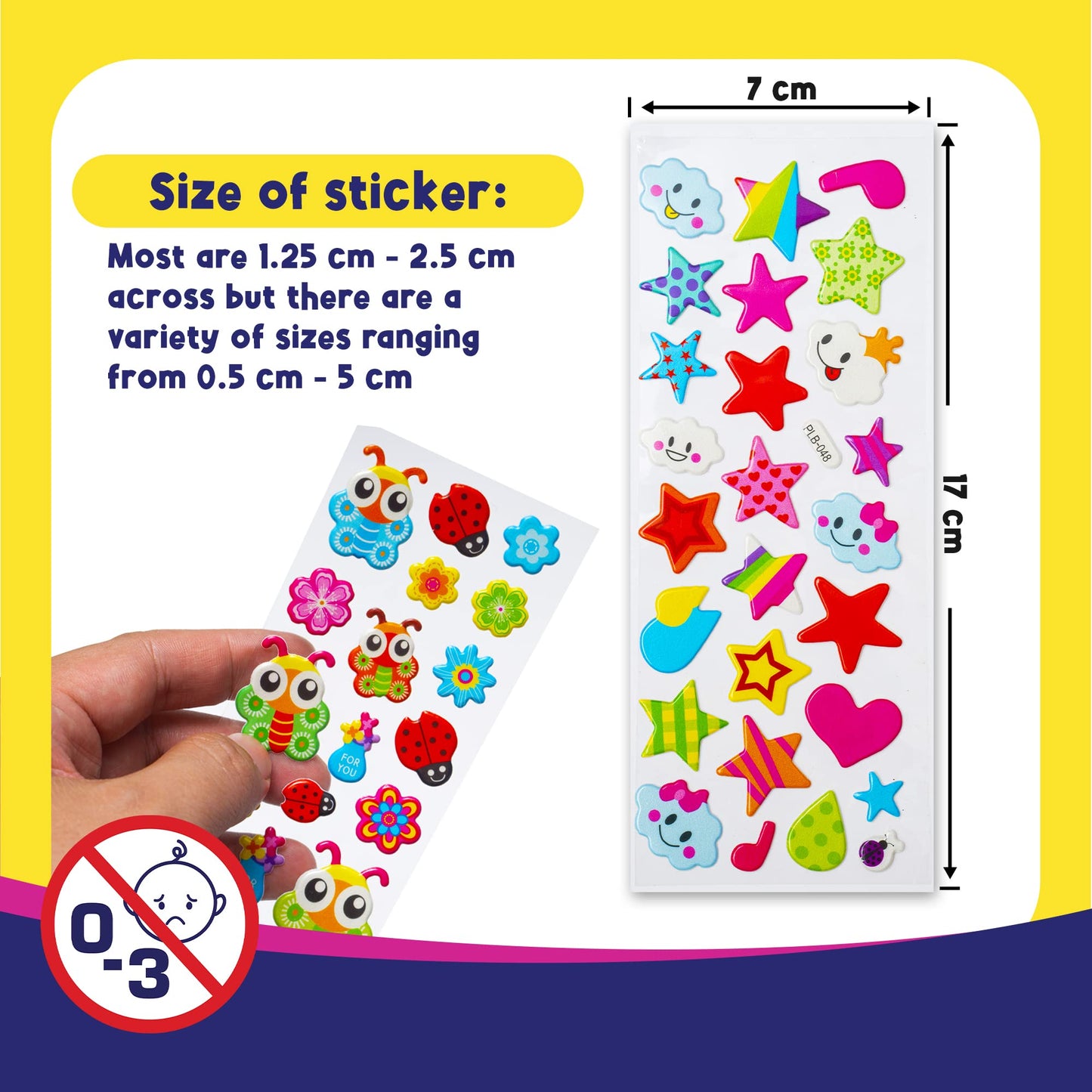 Purple Ladybug 3D Puffy Stickers For Kids - 40 Sheets, 950+ Foam Stickers For Toddler Girls & Boys - Fish, Animals, Alphabet, Cars, Dinosaurs & More