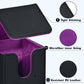 Zlca Card Deck Box For Trading Cards, Mtg Yugioh Deck Case Holds 100+ Single Sleeved Cards, Pu Leather Magnetic Card Storage Box Fits For Tcg Ccg Magic Game Cards (Black& Purple)