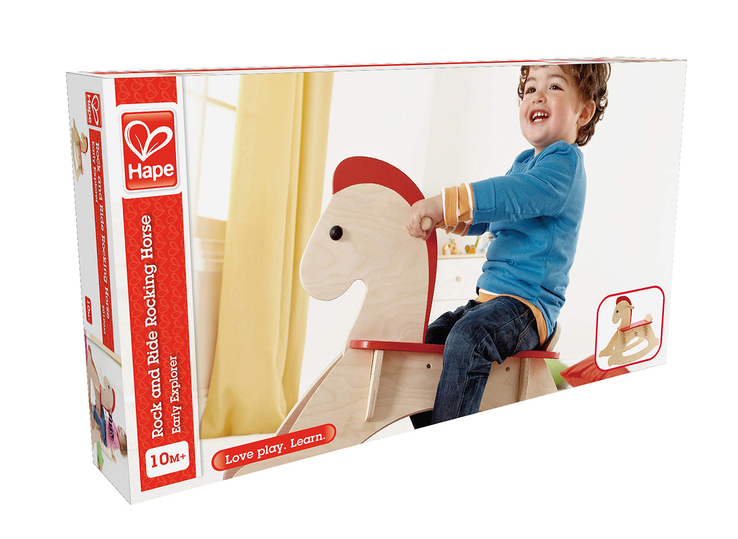 Hape Rock And Ride Kid'S Wooden Rocking Horse, Beige, L: 26.6, W: 11.1, H: 20.6 Inch