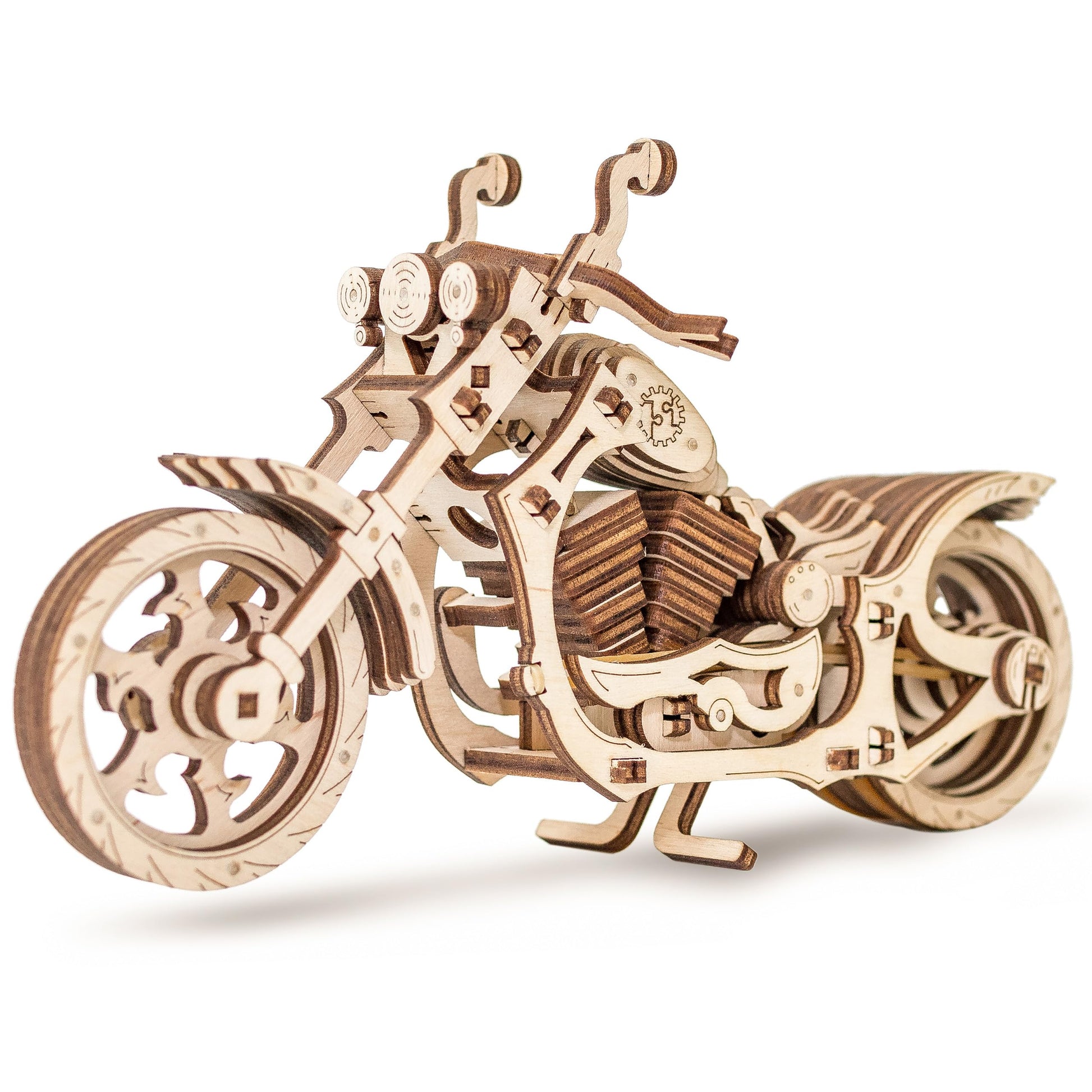 3D Puzzles for mature-themeds - DIY Cruiser Motorcycle Model Kit with Rubber Band Engine  Functional Handlebars & Center Prop Stand - 3D Wooden Puzzle for 15 yrs Above & mature-themeds - Eco Wood Art  152 Pieces