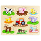 Professor Poplars Wooden Barnyard Peg Puzzle (8pcs.) - Wood Learning Puzzles for Toddlers and Kids, Animal Themed