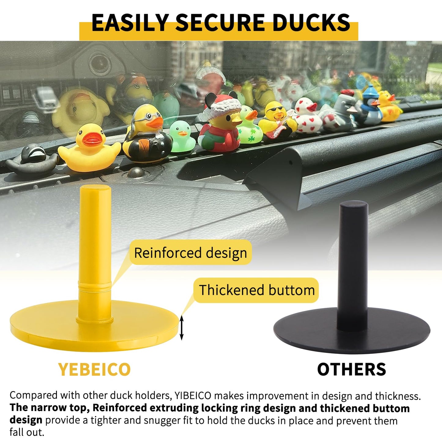 40Pcs Duck Plug, Rubber Duck Mount, Flock Locker Rubber Duck Holder Dashboard For Jeep Dash & Fixed Display, Gift For Jeep Lover