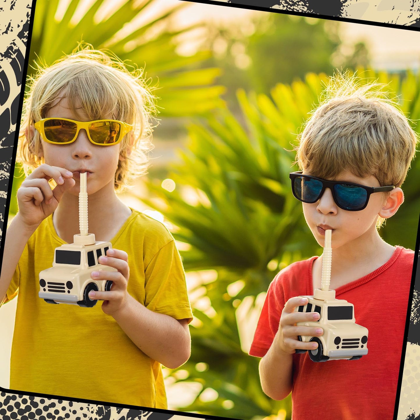 Tanlade 12 Pcs Vehicle Party Favor Gift Supplies SUV Cups with Straws, Plastic SUV Vehicle Shape Cup Reusable Vehicle Party Plas