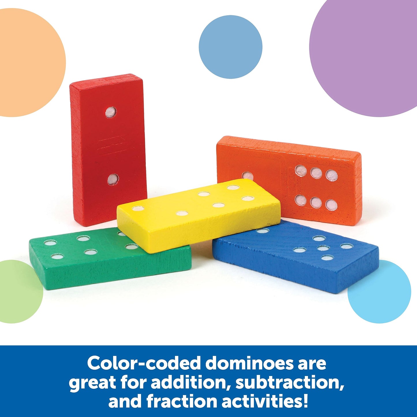 Learning Resources Double-Six Dominoes in Bucket, 168 Pieces, Multi-Color, Wood, Ages 5+