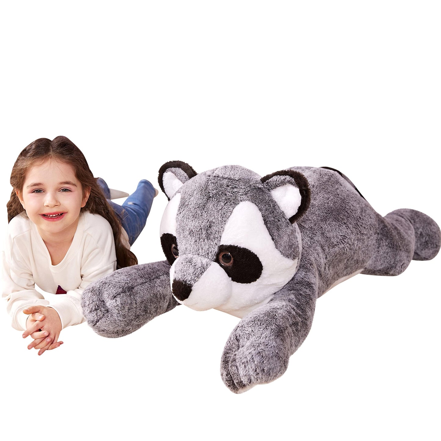 Ikasa Giant Raccoon Stuffed Animal Plush Toy,Large Racoon 30' Cute Jumbo Soft Toys,Huge Big Size Plushy Fluffy Fat Oversized Plushie,Gifts For Kids