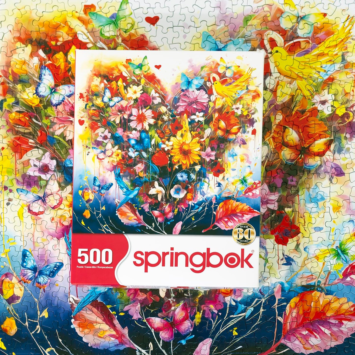 Springbok 500 Piece Jigsaw Puzzle - Floral Heart by Claudia McKinney, 20" x 20", Cardboard, Perfect for Mother's Day Gifting