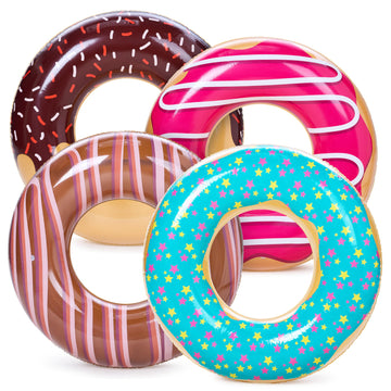 Sloosh 4 Pack Pool Floats, Pool Tube For Kids Swim Rings Inflatable Tubes, Donut Floatie Ring Water Toys For Swimming, Summer Be