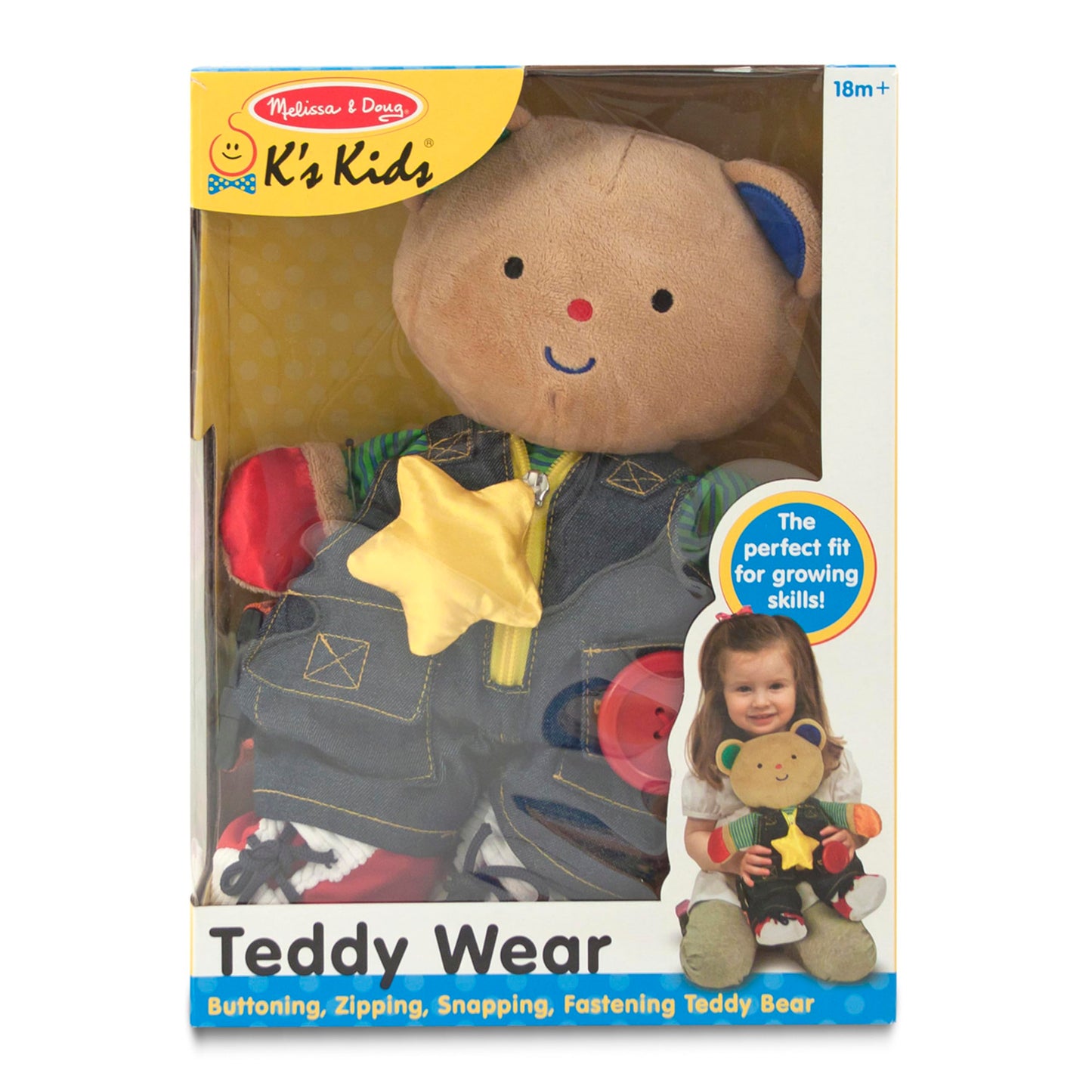 Melissa & Doug K'S Kids - Teddy Wear Stuffed Bear Educational Toy - Plush Bear Zipper And Button Learning Toy For Toddlers