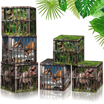 Fuutreo 6 Pcs Dinosaur Birthday Party Supplies Party Favor Boxes 12 x 12 x 12 Inch Table Centerpieces Dinosaur Theme Decorations