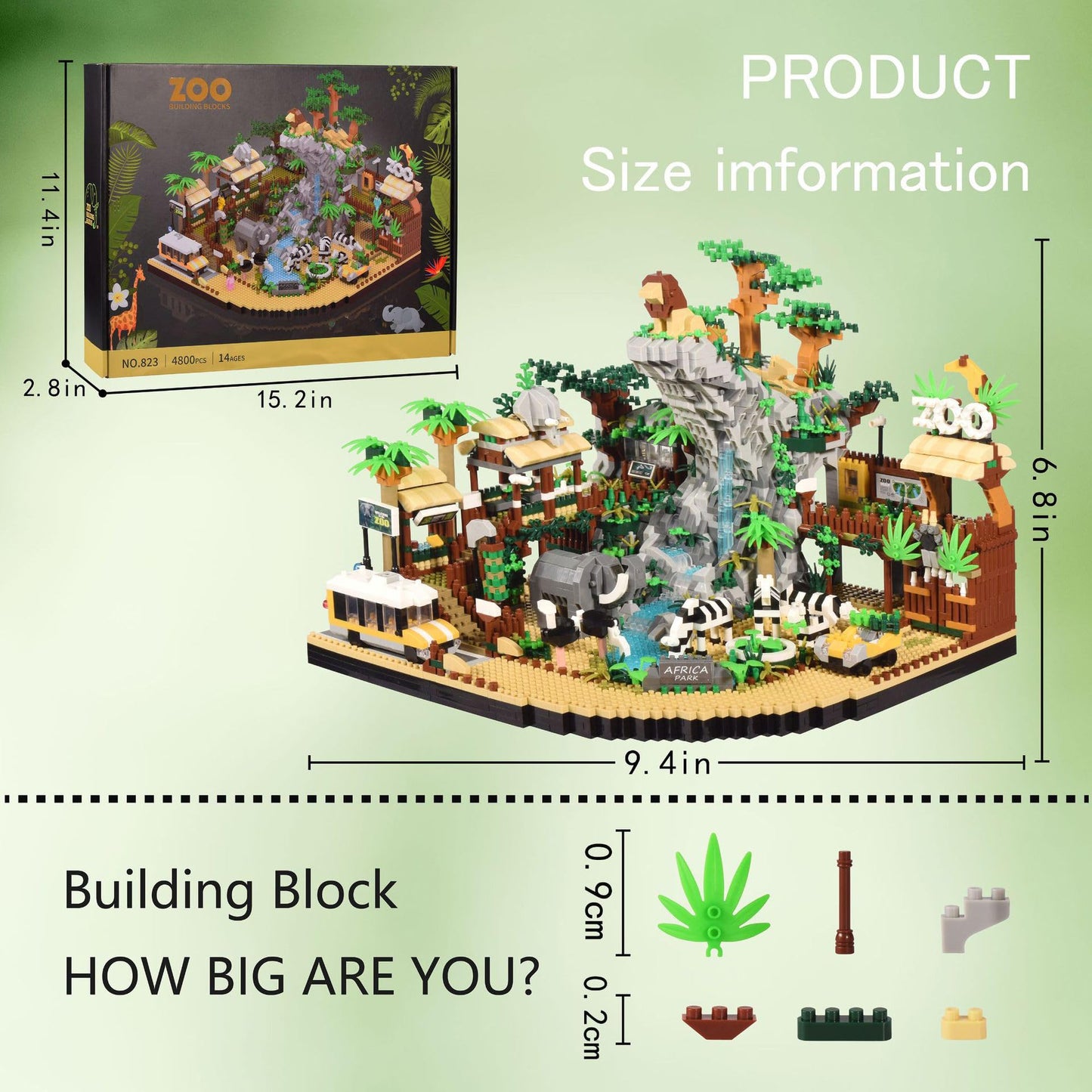 Zoo Building Model Set  4800 Pcs Desert Zoo Micro Building Toys  Creative Zoological Park Model Set  Micro Particle Modular Building House  Gift for mature-themed and Kids (823)