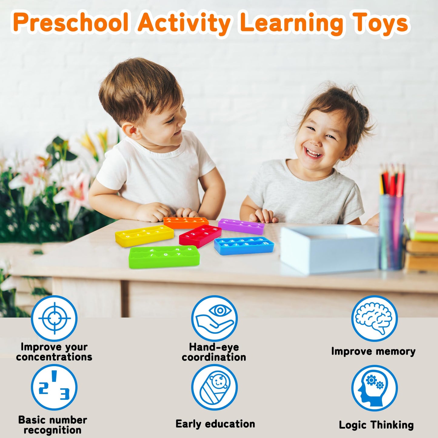 Anemeeoke Ten Frame Pop Board, Fidgets For Classroom, Quiet Sensory Toys Bubble Poppers, Pop For Counting Math, Focus Tools For