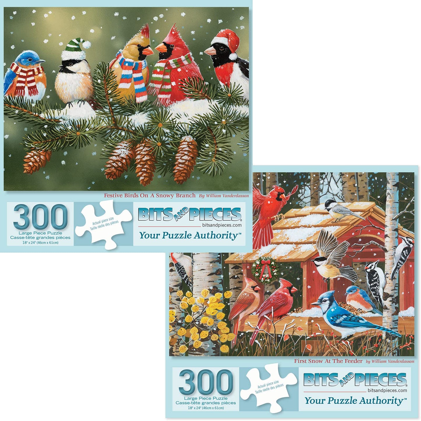 Bits And Pieces - Value Set Of Two (2) 300 Piece Jigsaw Puzzles For Adults - Each Puzzle Measures 18'' X 24'' - Festive Winter B