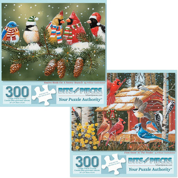 Bits And Pieces - Value Set Of Two (2) 300 Piece Jigsaw Puzzles For Adults - Each Puzzle Measures 18'' X 24'' - Festive Winter B
