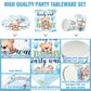 Hushee 200 Pcs Blue Bear Baby Shower Paper Plates Napkins Cups Baby Shower Party Supplies Tableware Set Bear Theme Disposable Cu