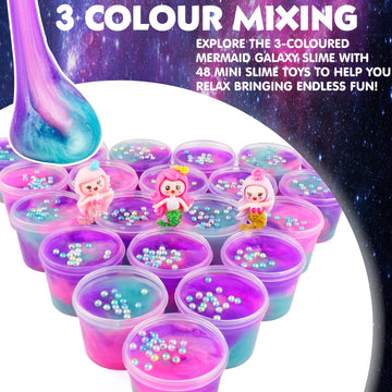 48 Pack Mini Galaxy Slime  Mermaid Slime Party Favors for Kids 8-12  Super Soft & Non-Sticky  Birthday Gifts  Classroom Prizes  Christmas Stuffers  Stretchy Galaxy Slime Kit for Girls and Boys