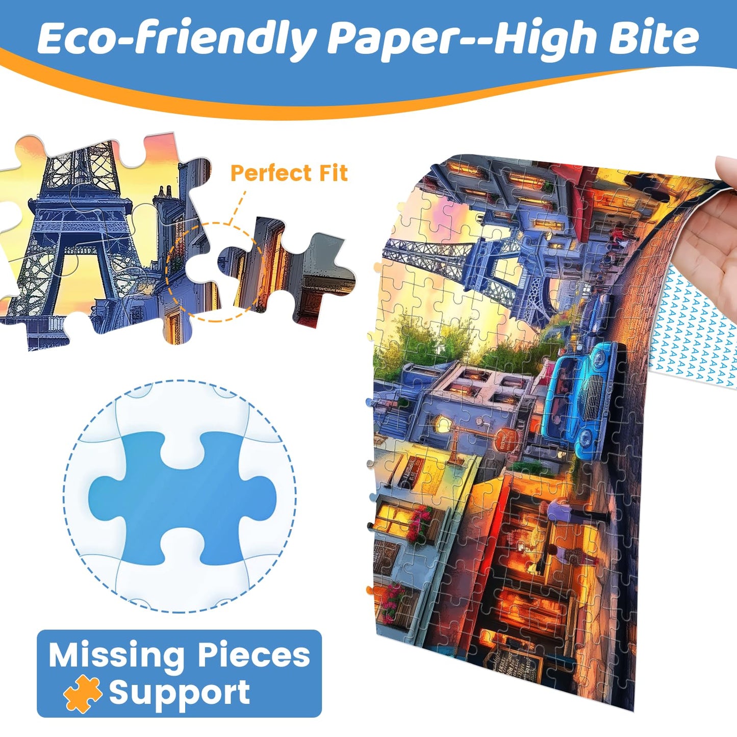 Puzzles 300 Pieces for mature-themeds | Eiffel Tower Jigsaw Puzzles | Recycled Cardboar Jigsaw Puzzles 300 Pieces | Challenging Family Activity Great Gift Idea for Family Friends | 20.5 X 15 inches