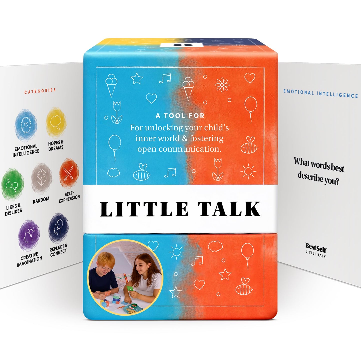 Little Talk Conversation Cards for Kids - 170 Prompts for Social Skills, Family Games, Travel & Therapy - BestSelf Deck for Ages