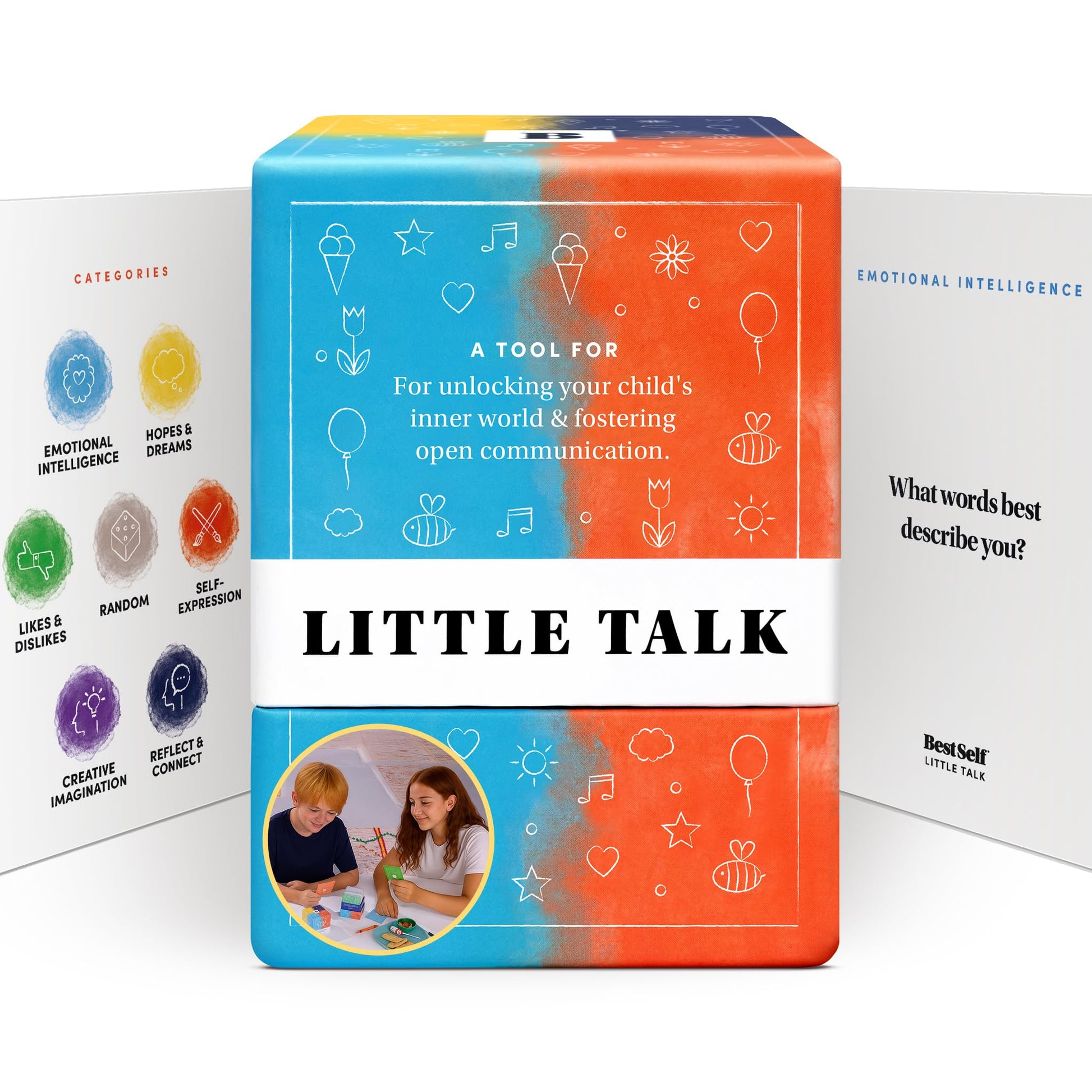 Little Talk Conversation Cards for Kids - 170 Prompts for Social Skills, Family Games, Travel & Therapy - BestSelf Deck for Ages