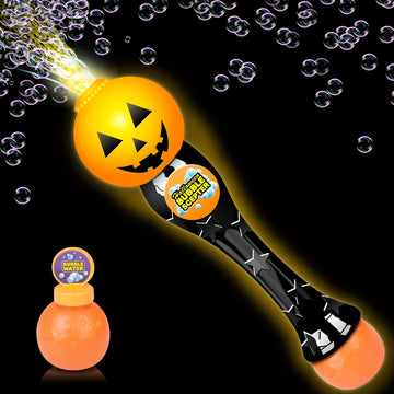 Artcreativity Halloween Bubble Wand For Kids, 14' Light Up Pumpkin Bubble Wand For Toddlers With Led & Halloween Music, Halloween Boo Basket Stuffers For Kids, Halloween Toys For Toddlers