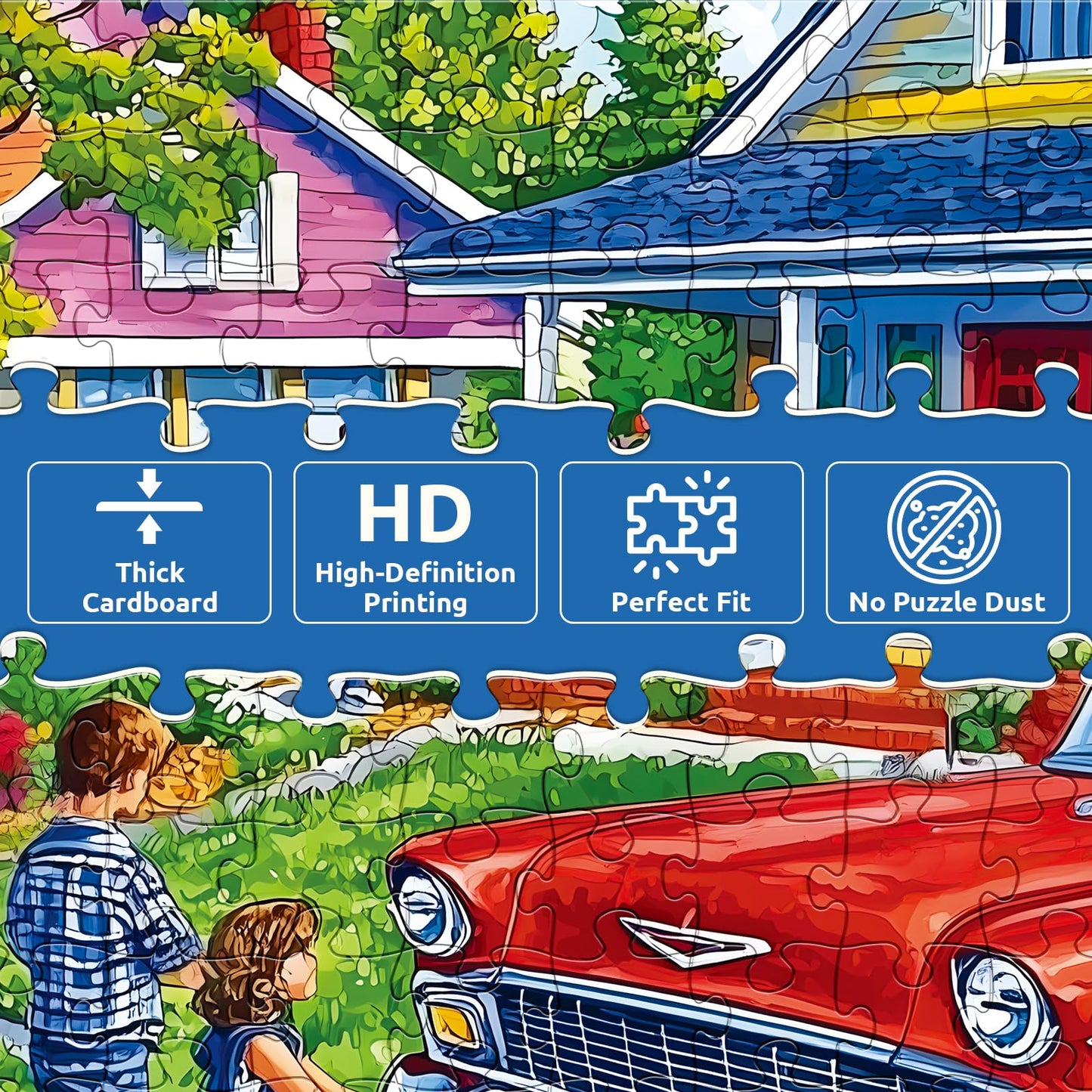 500 Piece Puzzle for Adults,Family Car Wash Puzzles for Adults Kids Elderly,Recycled Cardboard Weekend Life Puzzles 500 Piece,Ch