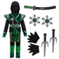 Spooktacular Creations Kids Green Ninja Costume, Child Boy Ninja Costume For Kids Toddler Ninja Themed Parties, Halloween Costume Dress Up (Large(10-12 Yrs))
