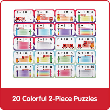 hand2mind Numberblocks Puzzle Set - 20 Pieces, Addition & Subtraction Games, Multi-Color, Cardboard, Model 95402