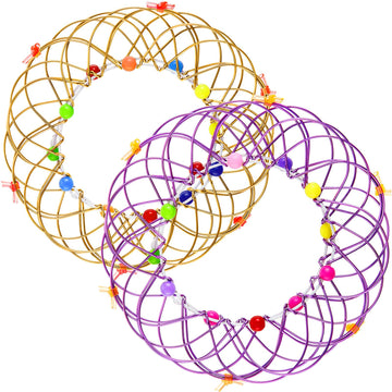 Skylety 2 Pieces Mandala Flower Basket Toy Flexible Iron Basket Creative Handmade Magic Loops Wire Fidget Toy For Teens Christmas Winter Party Favors (Purple, Gold)