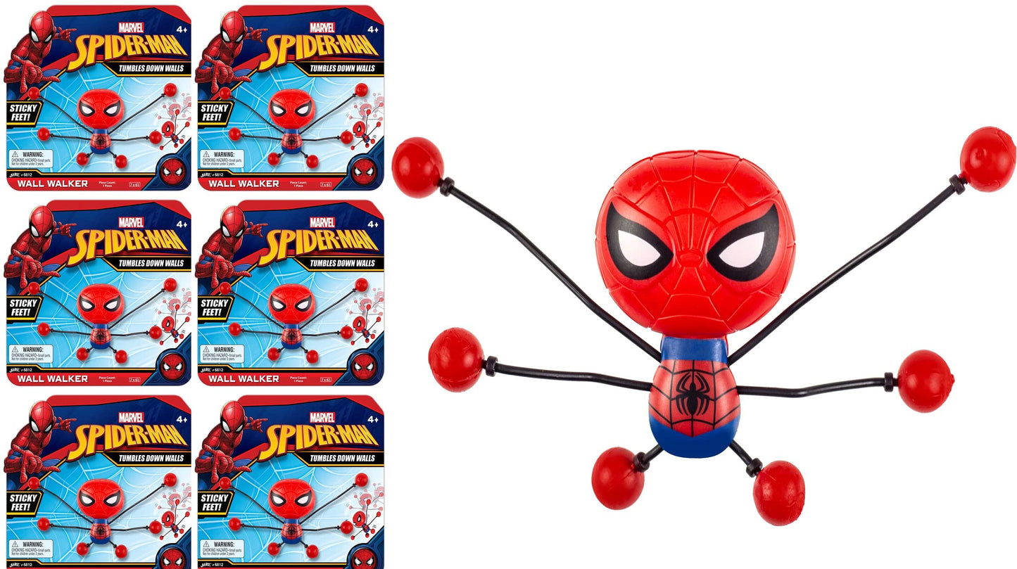 JA-RU Marvel Spiderman Toy Figure Sticky Wall Crawlers for Kids (6 Units) Super Hero Stretchy Fidget Toy. Stress Relief. Bulk Treasure Box Prizes Goody Bags for Kids Birthday. 6812-6