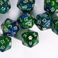 HDdais 10 Pack Glitter D20 Dice, Set of 10, 20 Sided Dice Blue Mixed Green Nebula D20 Polyhedral Dice for DND RPG MTG Tabletop G