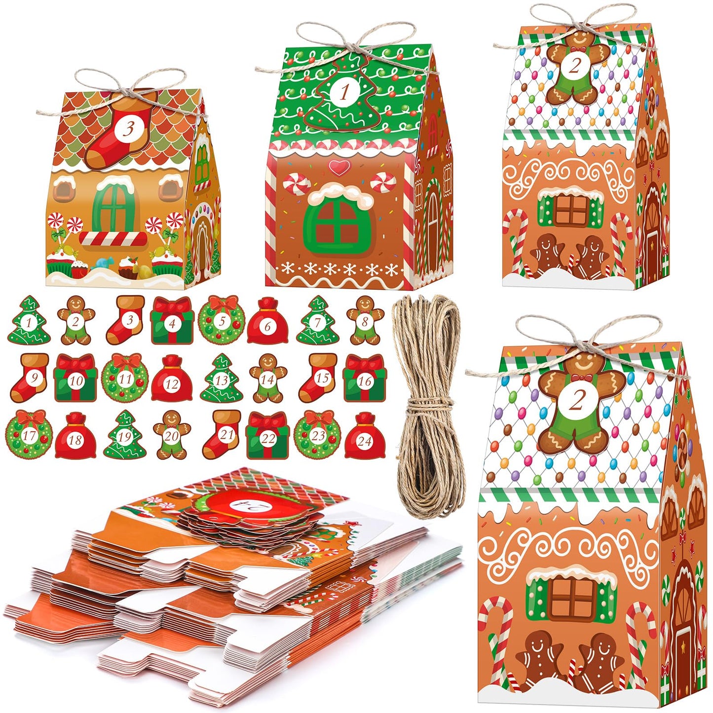 Woanger 24 Empty Advent Calendar Boxes To Fill, Christmas Advent Calendar 24 Days Advent Countdown Gift Boxes Christmas Gingerbr
