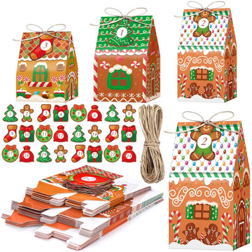 Woanger 24 Empty Advent Calendar Boxes To Fill, Christmas Advent Calendar 24 Days Advent Countdown Gift Boxes Christmas Gingerbr
