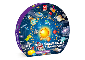 Hape Solar System Puzzle | Round Solar System Puzzle Toy For Kids, Exploratory Skills, Solid Wood Pieces And A Glowing Led Sun L