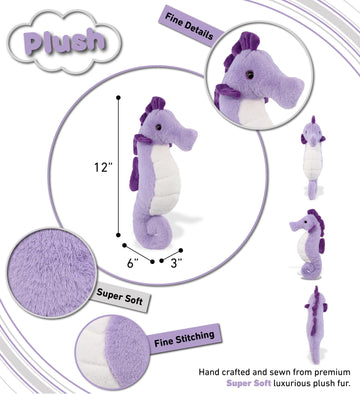 Dollibu Purple Seahorse Super Soft Stuffed Animal, Cute Realistic Stuffed Animals For Girls, Boys, Adults Animal Gifts, Kids Zoo