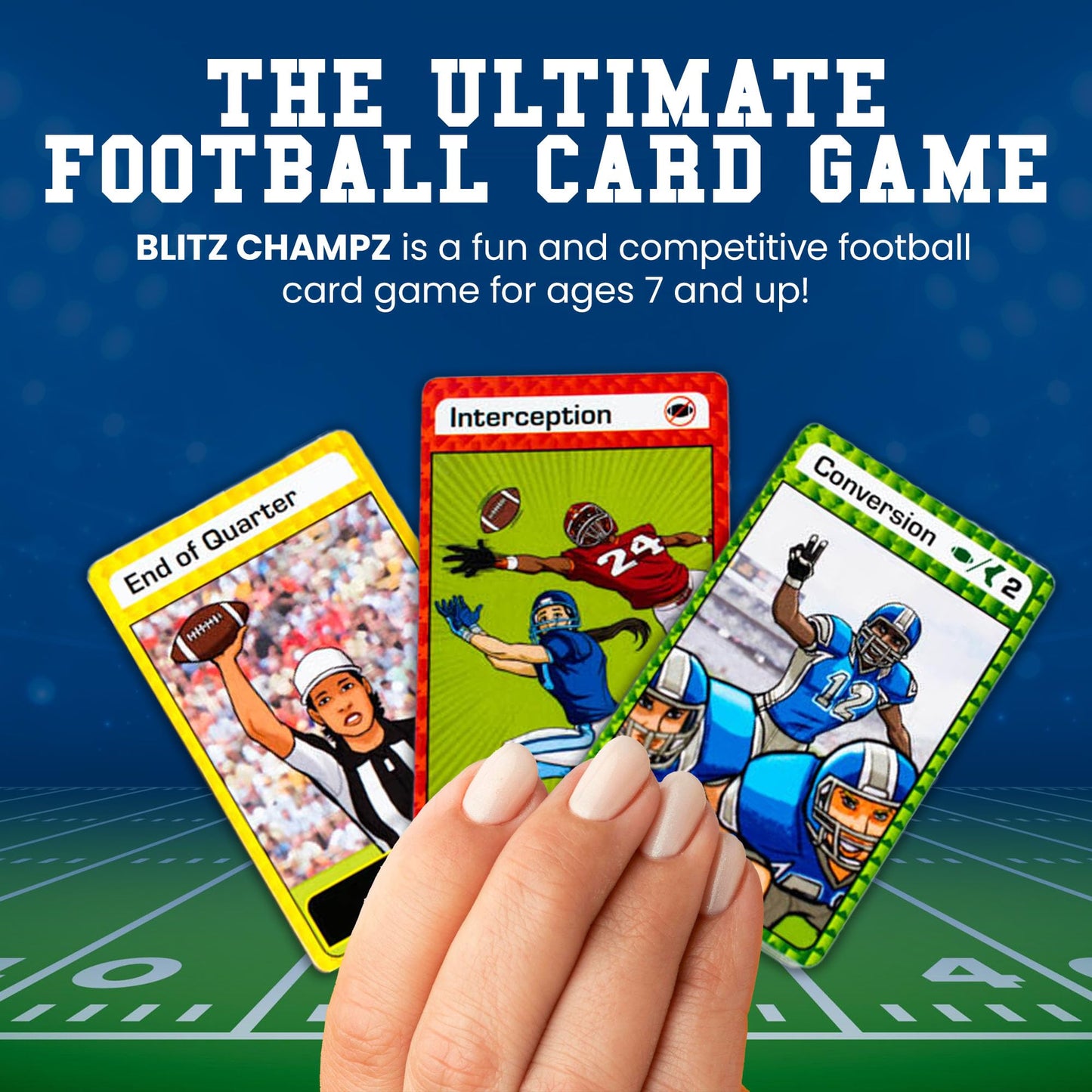 Blitz Champz | Football Card Game (Ages 7+) | Fun Family Game | Party Game | Gifts For Football Fans | Card Game For Kids And Ad