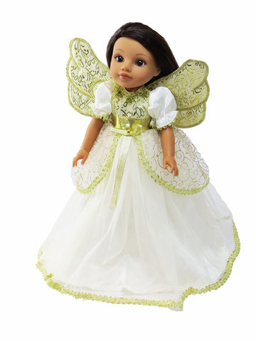 American Fashion World Gold Angel Dress for 14-Inch Dolls | enhanced Quality & Trendy Design | Dolls Clothes | Outfit Fashions for Dolls for Popular Brands