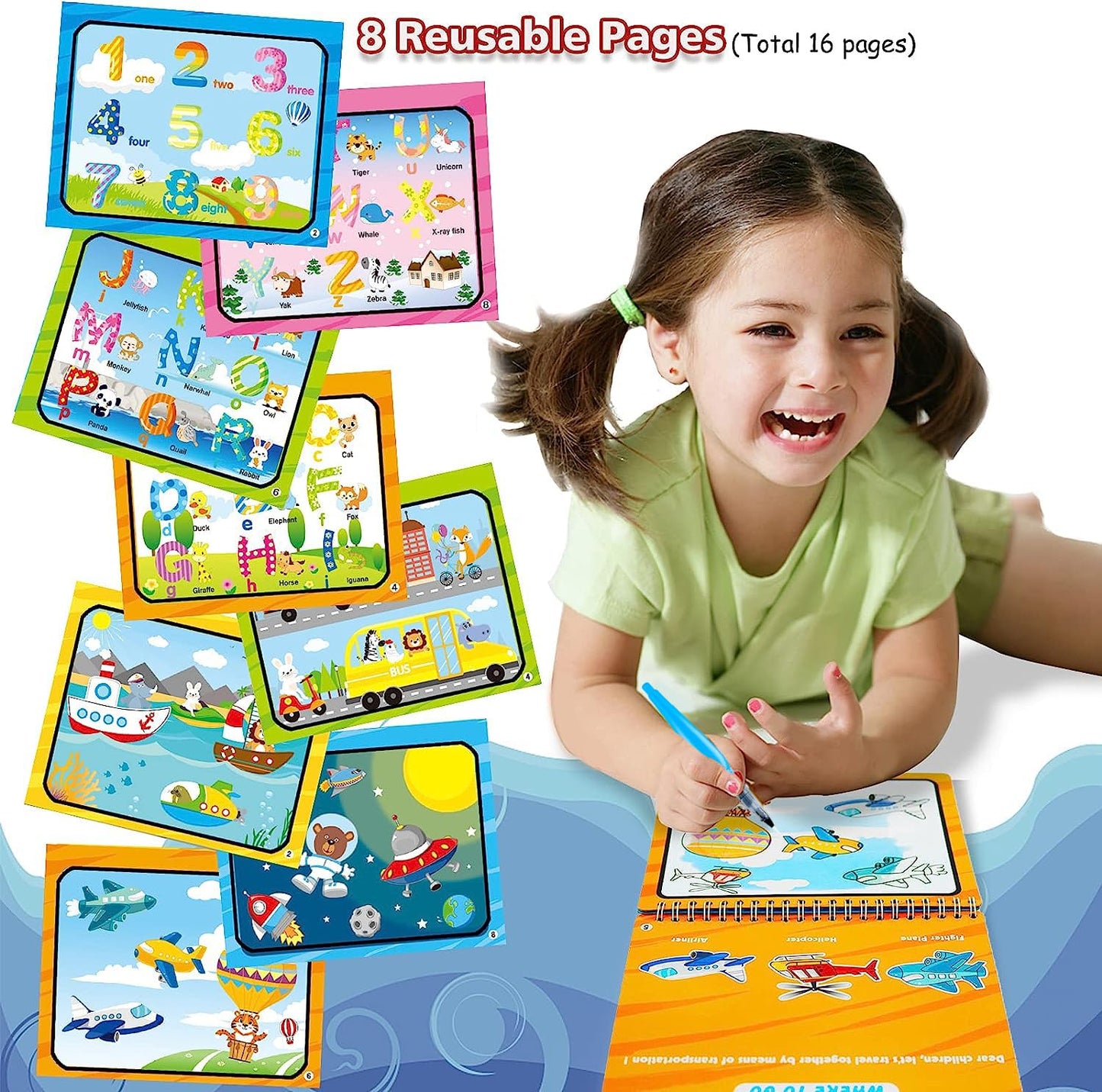 Hapray Magic Water Paint Coloring Books For Toddler, Art Toys Age 2-4, Educational Learning Doodle Toy, Gifts For Girl Boy 3 2 1