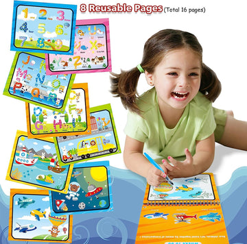 Hapray Magic Water Paint Coloring Books For Toddler, Art Toys Age 2-4, Educational Learning Doodle Toy, Gifts For Girl Boy 3 2 1