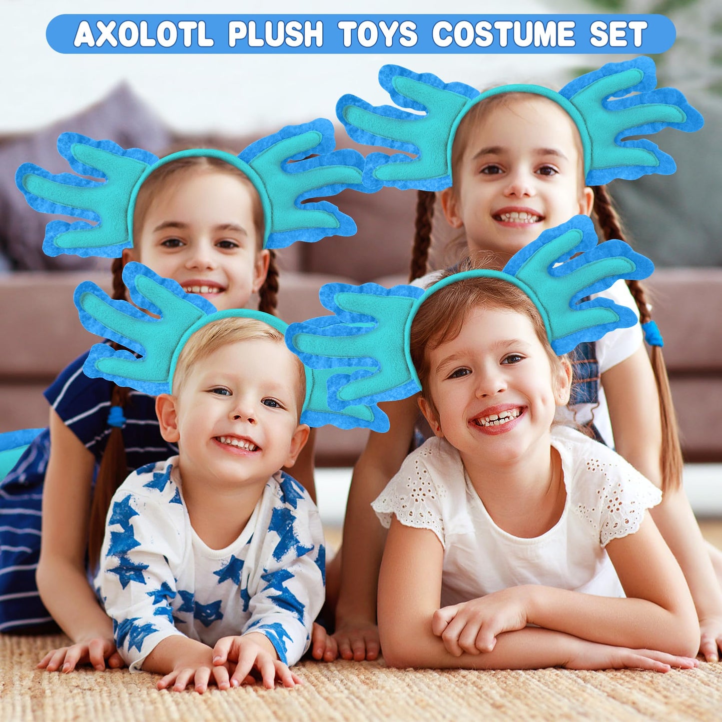 Alaxciax Axolotl Headband and Tail, Axolotl Costume Accessories Set Axolotl Gifts for Women Christmas Birthday Halloween (Blue)