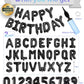 76Pcs Happy Birthday Balloon Banner, Black Balloons Letters, Personalized 16'' Mylar Foil Birthday Decorations Includes 2 Sets A