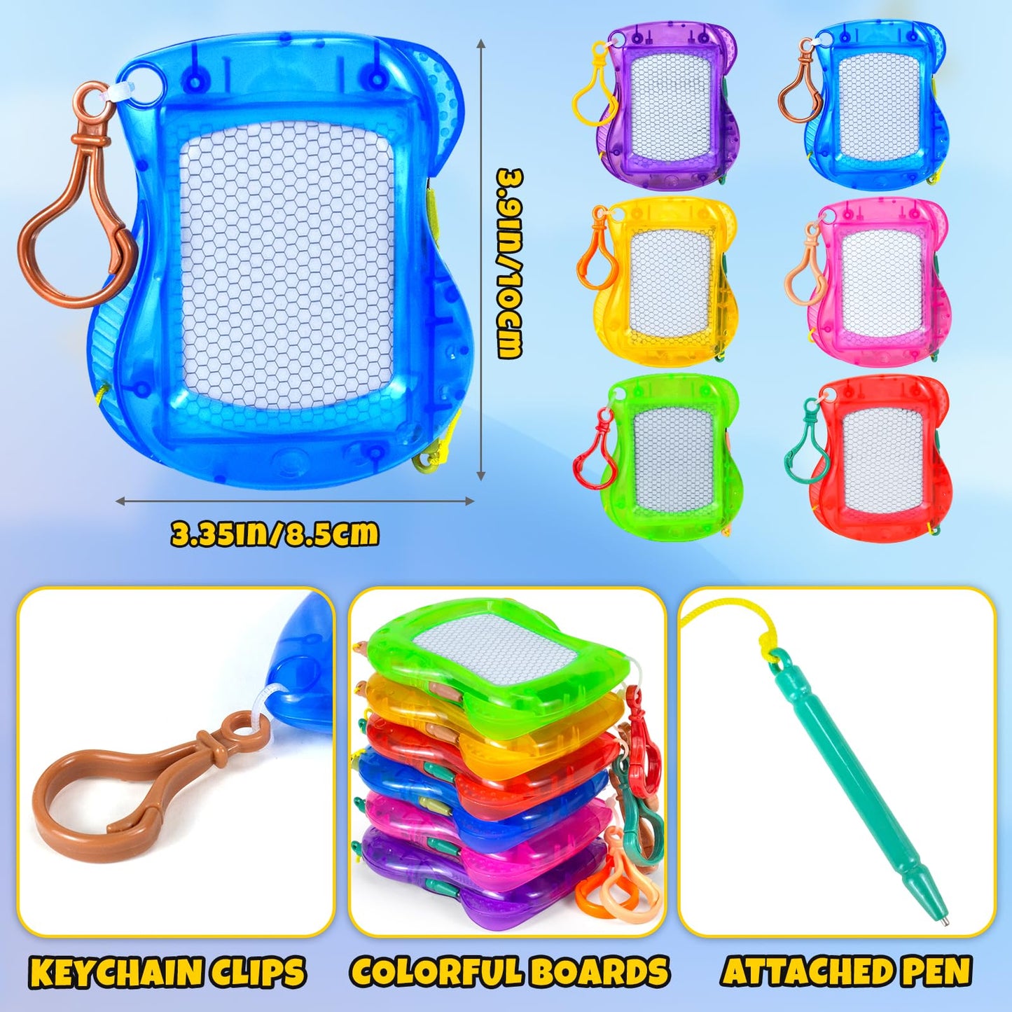 36 Pack Mini Magnetic Drawing Board for Kids, Backpack Keychain Clip Drawing Boards Goodie Bags Stuffers, Erasable Doodle Sketch