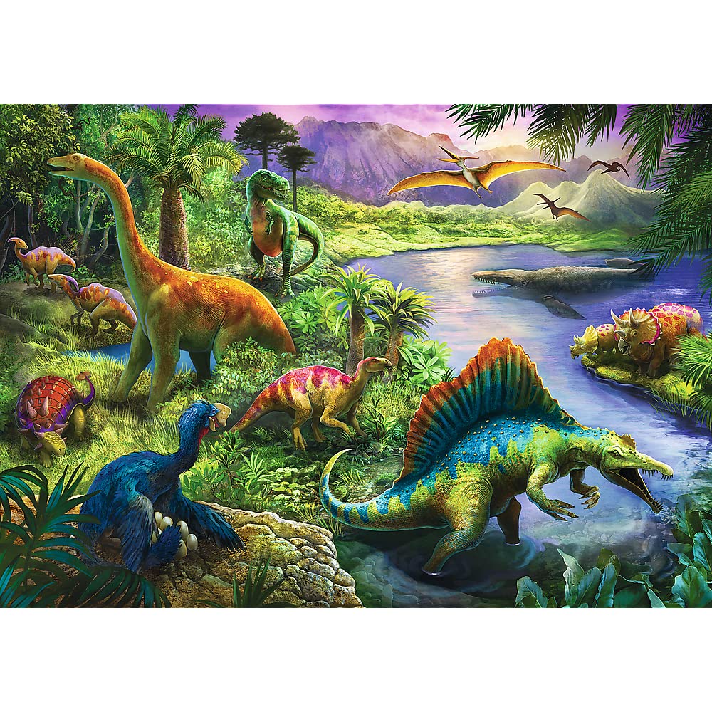 Trefl Predatory Dinosaurs 200 Piece Jigsaw Puzzle Red 19X13 Print, Diy Puzzle, Creative Fun, Classic Jigsaw For Adults And Child