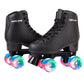 Skate Gear Extra Support Quad Roller Skates For Kids And Adults (Black W Led, Youth 2)