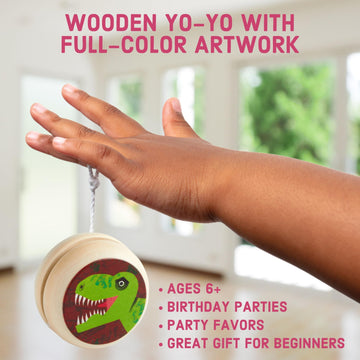 Mudpuppy T-Rex - Wooden Yo-Yo with Illustrations of Prehistoric Dinosaurs for Children Ages 6 and Up