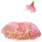 Mud Pie Baby Girls Glitter Party Hat Headband And Tutu Set Special Occasion Dress, Pink,Gold, 0-18 Months Us